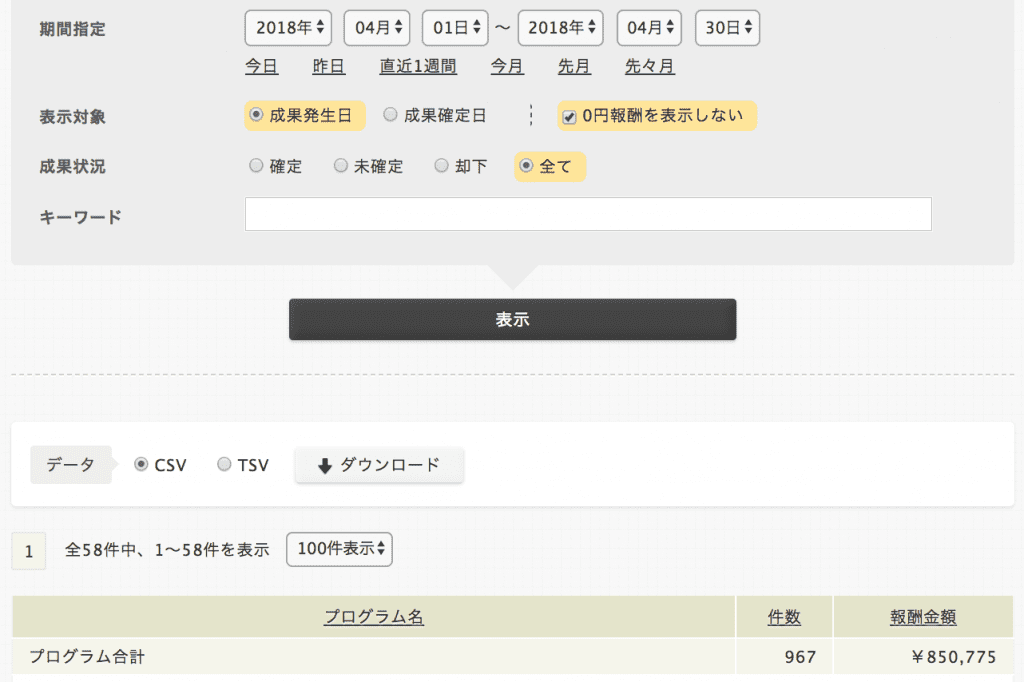 PPC4月報酬画面